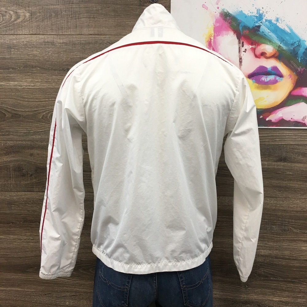 VINTAGE Nike Sportswear Mens White Red Full Zip Light Windbreaker Jacket Size M - Picture 3 of 9